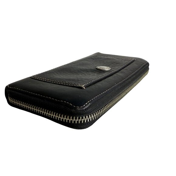 Coach Pebbled Leather Zip Around Long Wallet Color Black - Picture 3 of 6